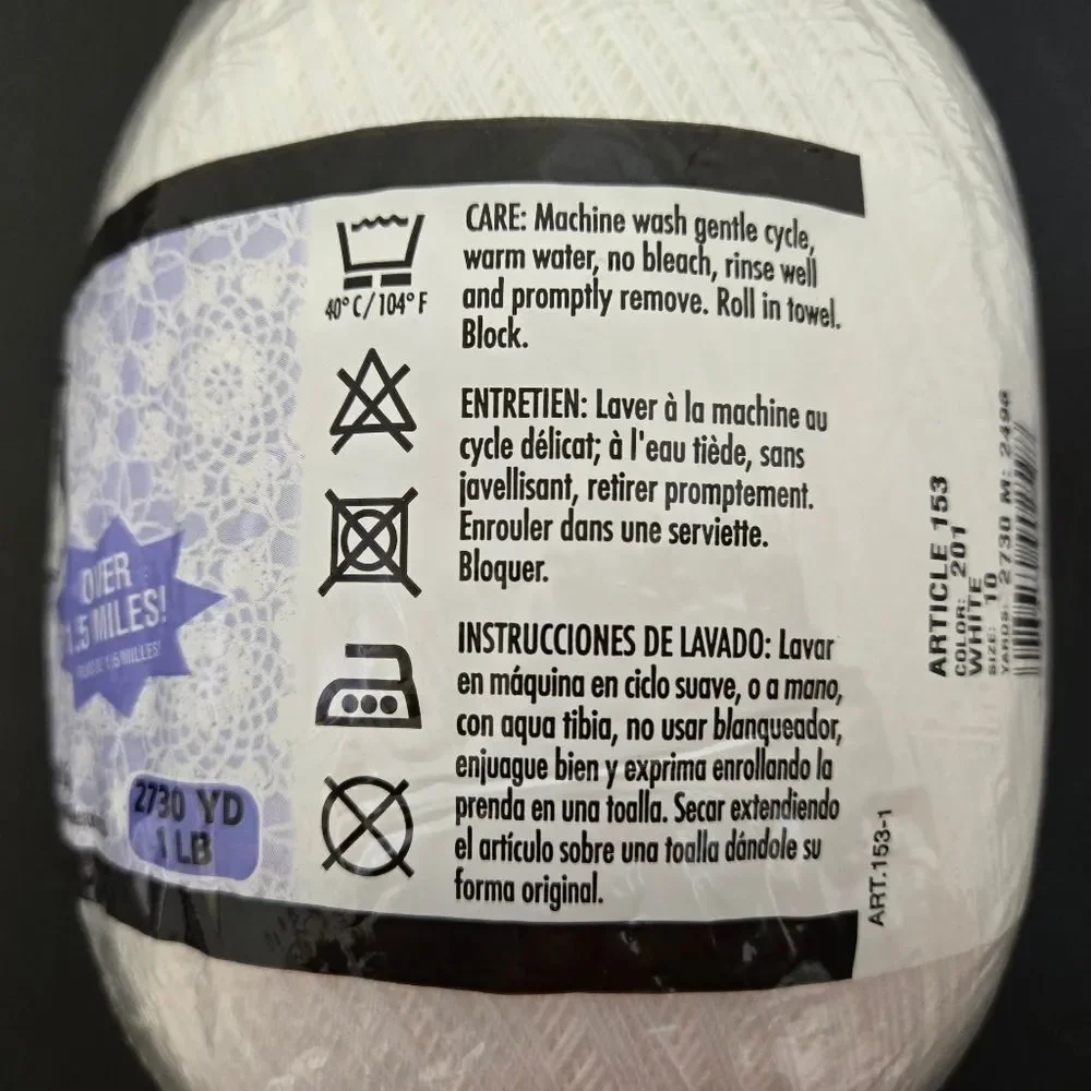 Aunt Lydia's Classic Crochet Thread in White 2730 Yds 1 Lb.